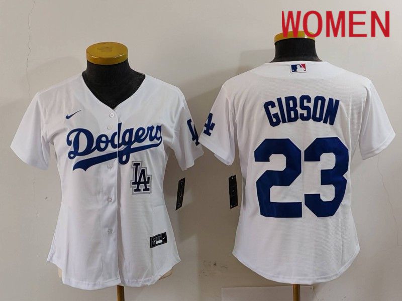 Women Los Angeles Dodgers #23 Gibson White Nike Game 2024 MLB Jersey style 5->women mlb jersey->Women Jersey
